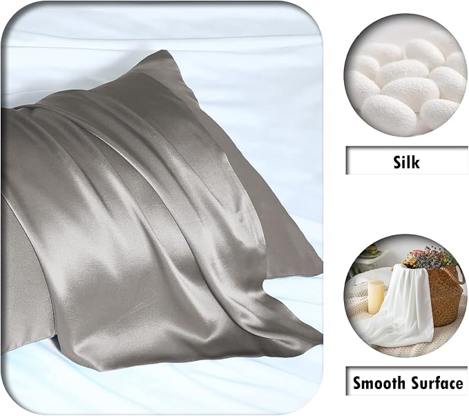Silk Pillow Cases 2 Pack, Soft Breathable and Sliky Standard Size Pillow Cases - Image 2