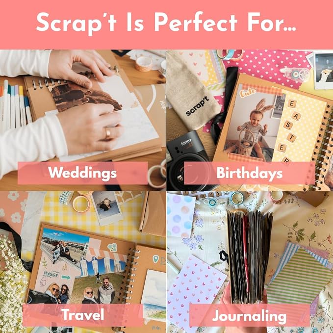 Scrapbook Kit - 80 Page Photo Album DIY Scrapbook - Holds 300+ Photos, - Image 9