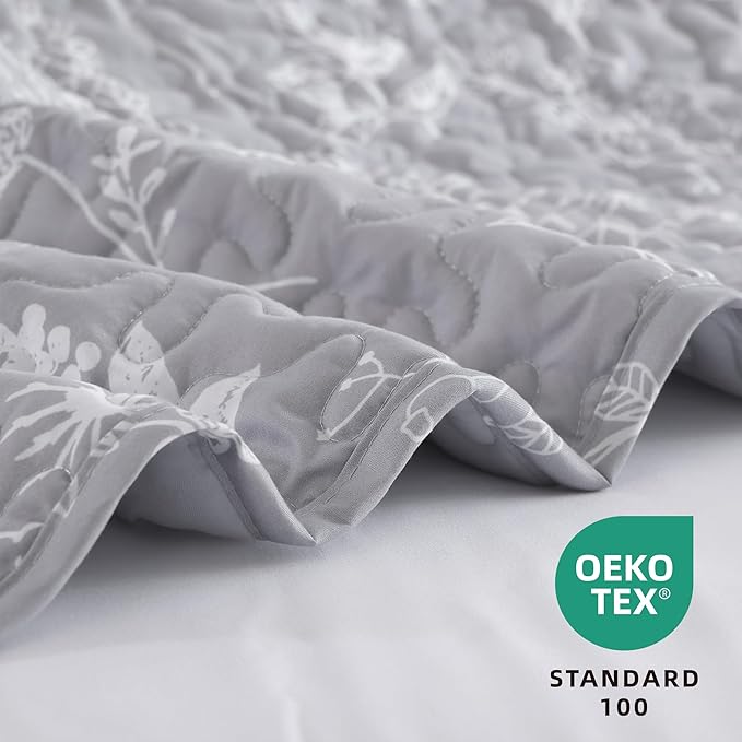 JANZAA Quilt King Size Grey Quilt Bed Spread Boho Quilt - Image 2