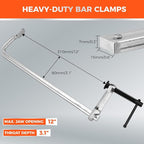 HORUSDY 4-Pack 12-Inch Bar Clamp Set, Light Duty Drop Forged Steel F Clamps - Image 3