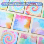 Eaasty 12 Pcs Rainbow Sticky Notes Tie Dye Pastel Sticky Note Fun Self Adhesive - Image 3