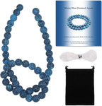 8mm Matte Blue Frosted Agate Bead, 15-Inch Matte Round Loose Stone Beads by THRELE