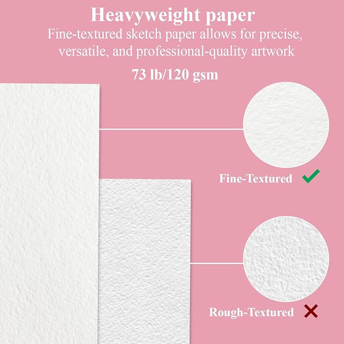 Cute Sketchbook Pink, 100 Sheets Girl Sketchbook 73lb/120gsm Drawing Paper - Image 3