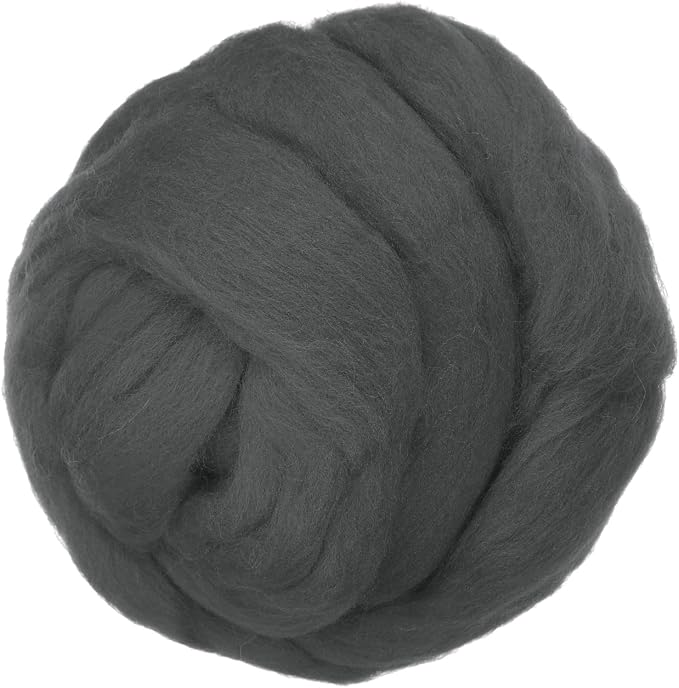 PATIKIL Wool Roving Yarn, 250G/8.8OZ Felting Wool Pure Roving Yarn, Drak Gray by PATIKIL