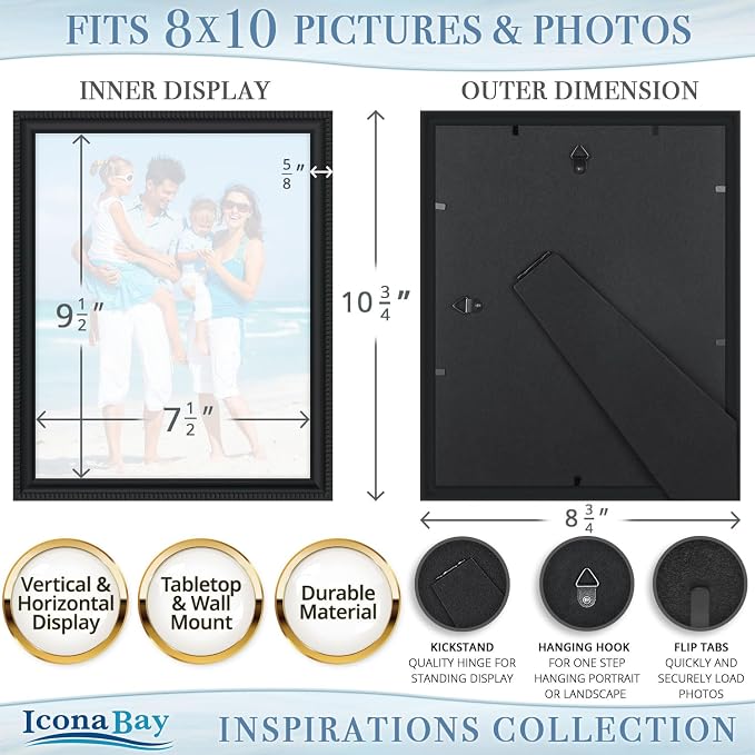 Icona Bay 8x10 Picture Frames, Beautifully Detailed Molding, Contemporary - Image 3