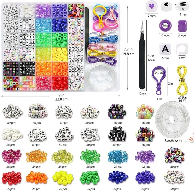 LIS HEGENSA 1300 Pcs DIY Childrens Crafts Beads Friendship Bracelet Kit - Image 3