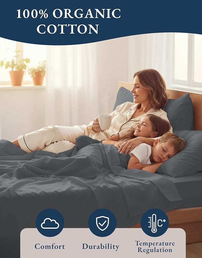 LANE LINEN 100% Organic Cotton California King Sheets Set, Fully Elasticized - Image 6