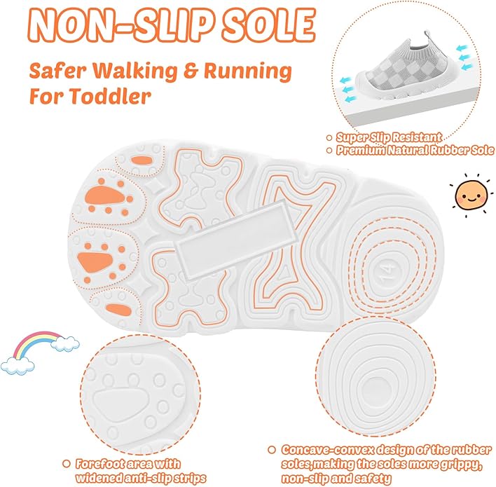 Baby Walking Shoes Toddler Girl Boy Soft Sole Breathable Cotton Canvas Shoes Infant Lightweight Non-Slip Safer Slip-on First Walkers Shoes Casual Tennis Wide Sneakers Rubber Soles Running Outdoor