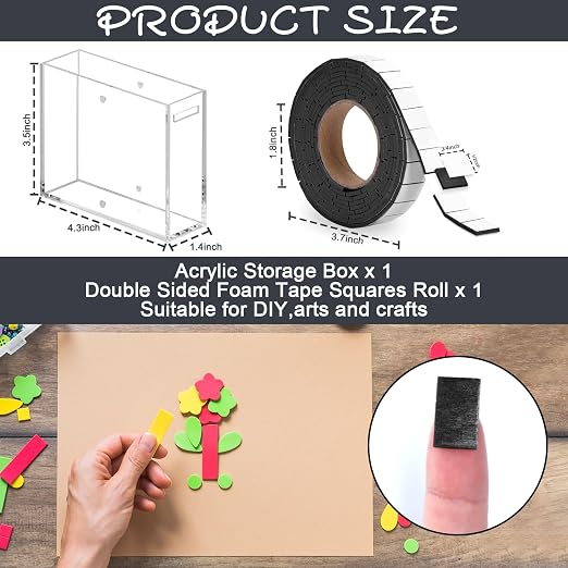 Double Sided Foam Tape Pre Cut 3/4 X 1/2 Inch EVA Foam Adhesive Squares Roll - Image 2