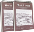 Crehatos 9" x 12" Sketch Book 100 Sheets Each, 2 Pack | Top Spiral Bound Sketch by Crehatos
