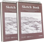 Crehatos 9" x 12" Sketch Book 100 Sheets Each, 2 Pack | Top Spiral Bound Sketch by Crehatos