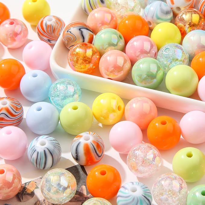 16mm Acrylic Beads 100pcs Yellow Green Ab Candy Color Beads Loose Spacer Bead - Image 5