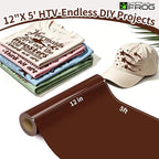 VINYL FROG Brown Heat Transfer Vinyl Roll 12" x5ft Matte HTV Vinyl | Brown Iron - Image 2