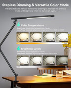 LED Desk Lamp with Clamp, 18W Architect Desk Lamp with Dual Light, Flexible 3 - Image 3