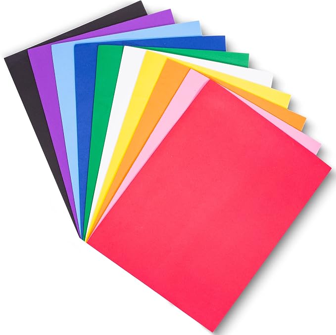 EVA Foam Sheets, 9 x 12 Inch, 10 Colors, 2mm Thick Handicraft Foam Paper by Unknown