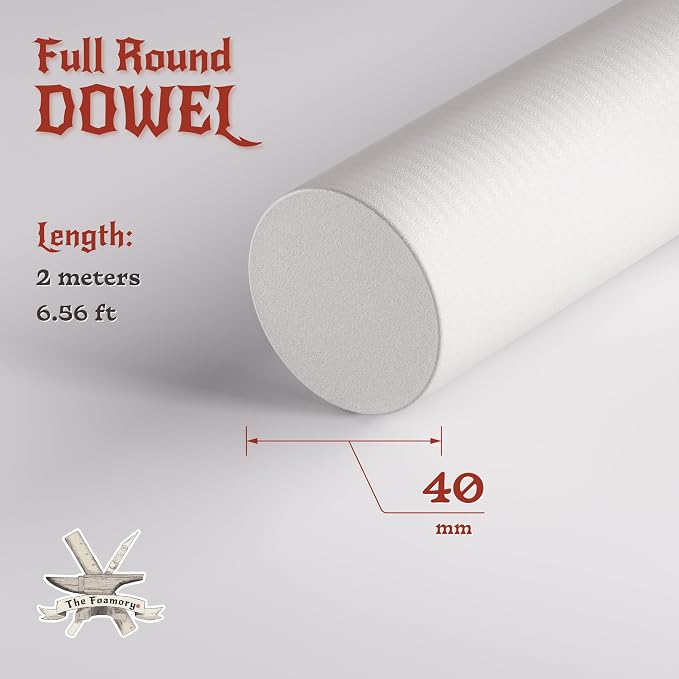The Foamory's No Waste Full Round EVA Foam Dowel. 40mm x 2M Length. High-Density - Image 2