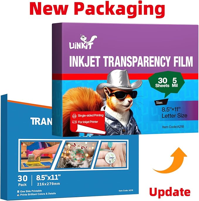 Uinkit 30 Sheets Pintable Transparency Film Acetate Clear Sheets - Image 2