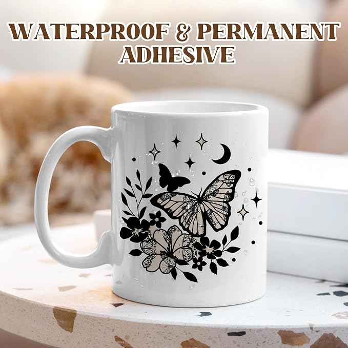 Black and Ivory Permanent Adhesive Vinyl 12 Sheets 12'' x 10'' | White Boho - Image 5