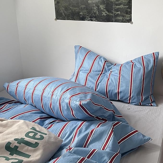 mixinni Vintage Striped Blue Duvet Cover Twin XL - Image 4
