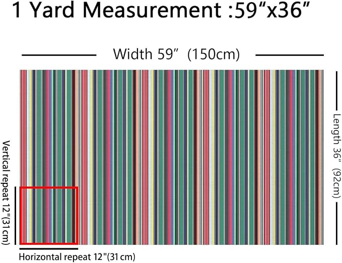 Stripes Fabric by The Yard, Mexican Ethnic Flannel Polyester Fabric, Bohemian - Image 2