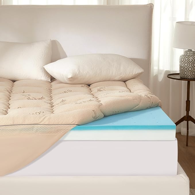 BEDLORE 4 Inch Memory Foam Mattress Topper King, 2-in-1 Dual Layer Design by Bedlore