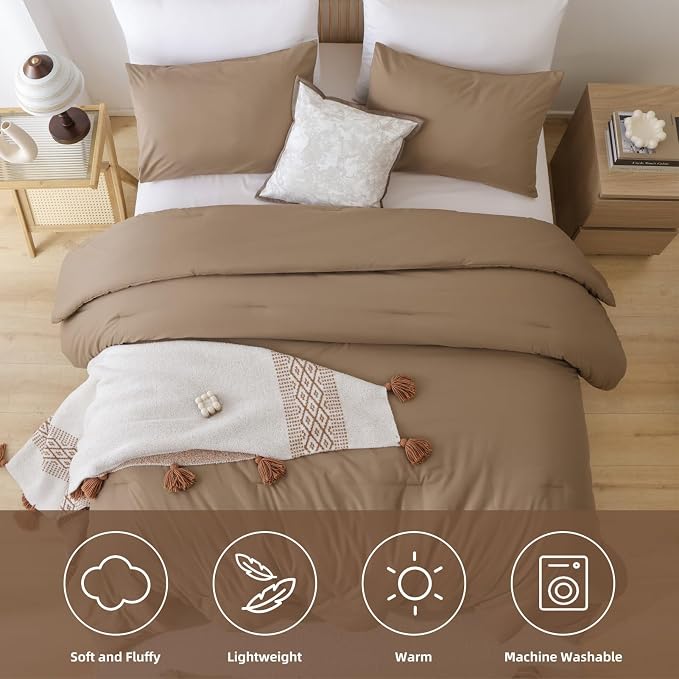 ROSGONIA Alaskan King Comforter 136x120, Dark Khaki, 1 Extra Large King Size - Image 4