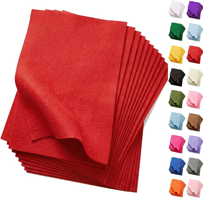 Soft Red Felt Fabric Sheets for Crafts, 8 x 12 Inch Felt Squares, Patchwork and by FANOMMI