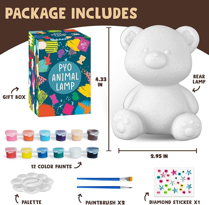Goody King Paint Your Own Bear Lamp Kit, DIY Night Light, Arts and Crafts - Image 2