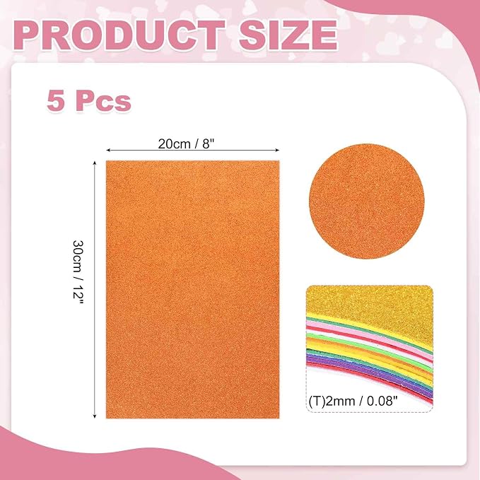 MECCANIXITY 5 Sheets Orange Shiny Foam Sheets - Image 2