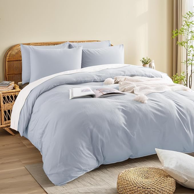 NEXHOME PRO Twin Duvet Cover Set, 100% Washed Cotton - Image 7