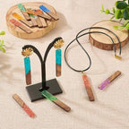 FASHEWELRY 20Pcs Resin Wood Earring Charms Rectangle Wooden Earring Blanks Bar - Image 2
