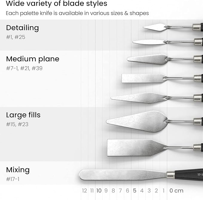 Arteza Palette Knives 8-Pack, Sizes No. 1, Durable Stainless Steel Blade & - Image 4