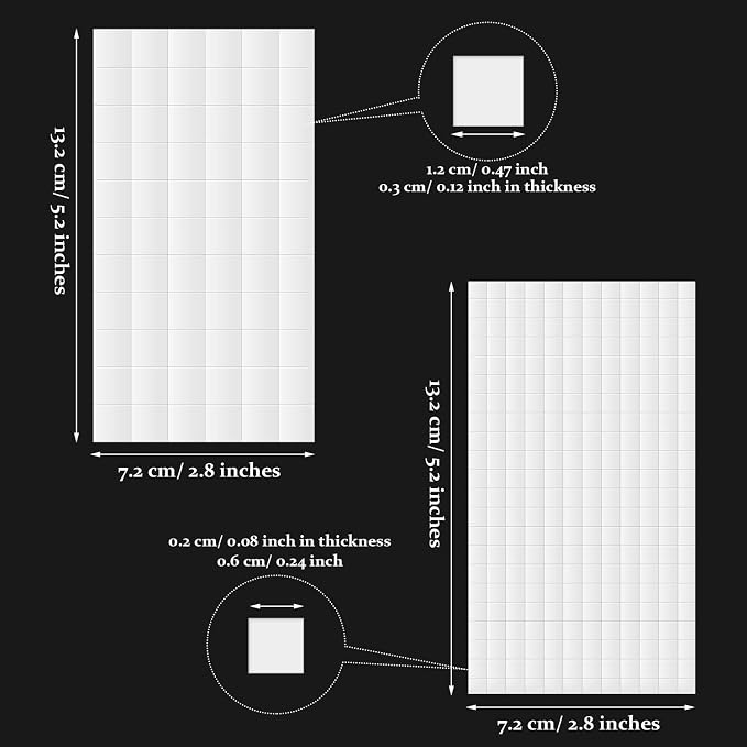 8 Sheets Foam Dots Squares, Adhesive 3D Foam Squares, 2 Sizes, Scrapbook | - Image 2