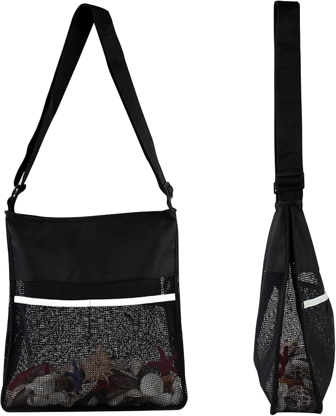 qiipii Black Semi Transparent Mesh Bags Cross Body See Through Shoulder Bag by qiipii