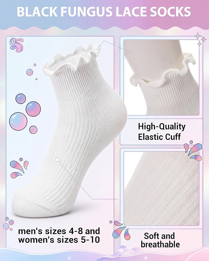 Syhood White Cotton Crew Socks for Tie dye Party Casual Soft Cushion Novelty - Image 6