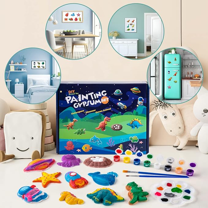 Juboury Kids Arts and Crafts Plaster Painting Craft Kit Art Set - Image 3