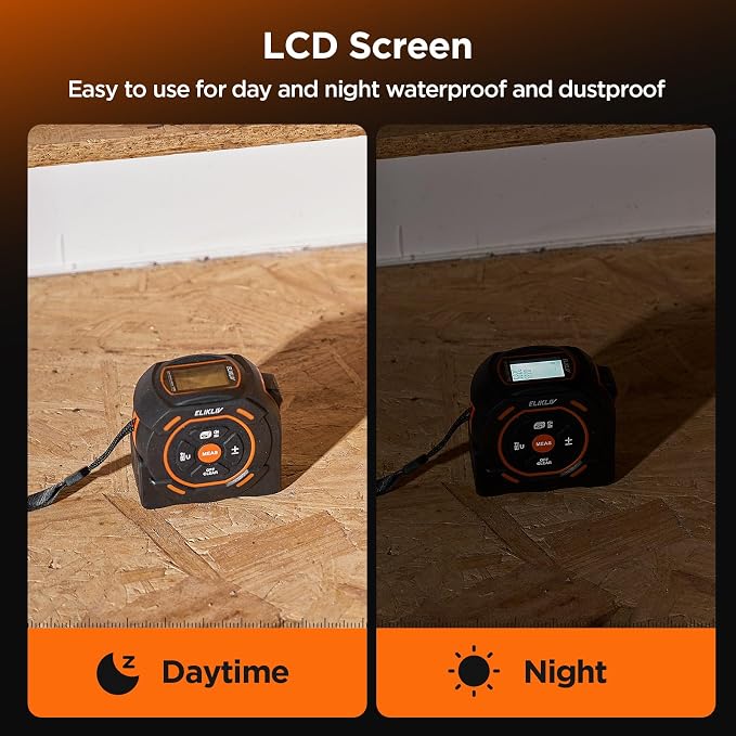 Laser Tape Measure 2-in-1, 197Ft Laser & 16Ft Digital Tape Measure | LCD Display - Image 4