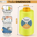AK Trading 4-Pack NEON Yellow All Purpose Sewing Thread Cones of High Tensile - Image 2