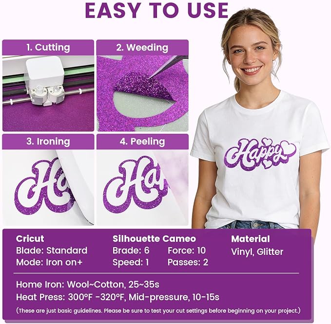 Purple Glitter HTV Heat Transfer Vinyl - Image 2