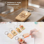 WRINGKIT 50 Pieces Wood Keychain Blank, Unfinished Laser Engraving Blanks - Image 5