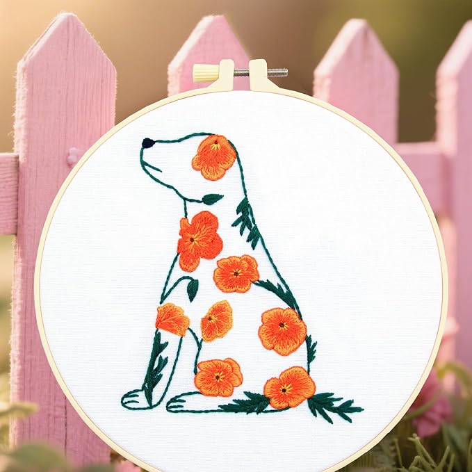 Crafmanoe Flowers Dog Embroidery Kits - Image 3