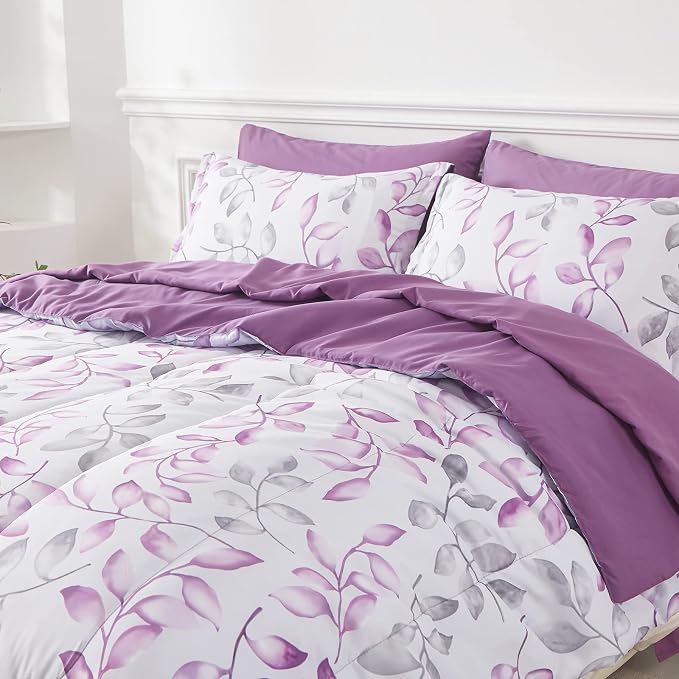 Yogeneg Botanical King Szie Comforter Set 7 PCS Bed in a Bag, Soft Microfiber - Image 2