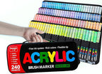 240 Colors Bag Acrylic Paint Markers Set, Soft Flexible Brush Markers by Unknown