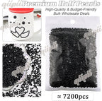 qiipii 7200PCS 3mm Small Pure Black Round Half Round Pearls - Image 2