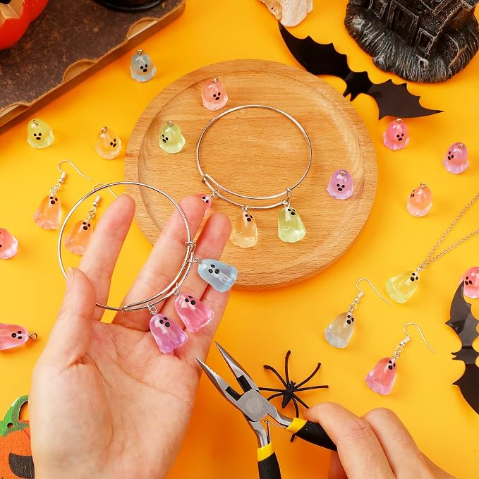 Augshy 64Pcs Halloween Luminous Mini Resin Ghost Charms Jewelry Making | - Image 4