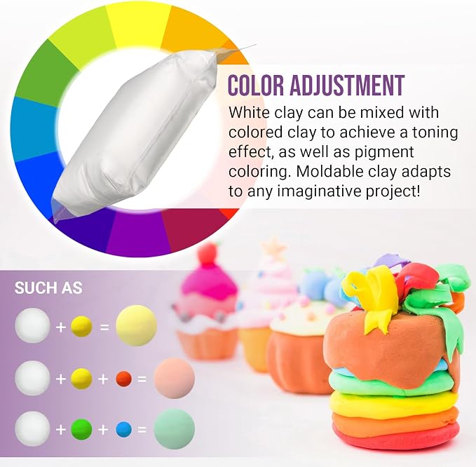 CALPALMY Air Dry Clay, Bulk 24-Pack White Moldable Foam Clay, Airdry Soft Clay - Image 5