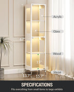 Glass Display Cabinet, 4-Tier Curio Cabinet, Adjustable Shelves, 000 Color - Image 7