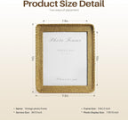 Cuspin 8x10 Picture Frame Gold, Vintage Gold Frames Rattan Textured - Image 6
