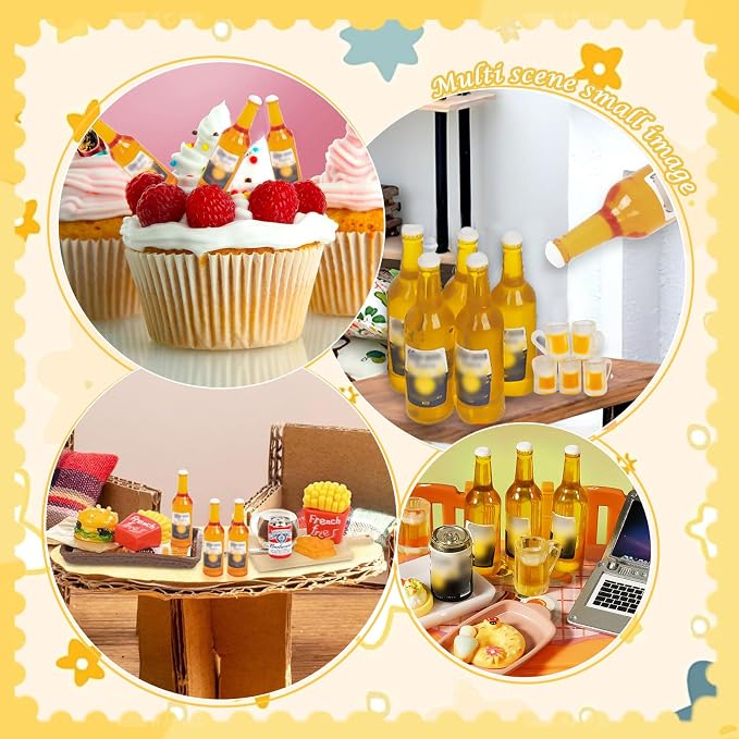1:12 Scale 11 Pcs Miniature Beer Bottles and Beer Cans Mini House Drink - Image 6