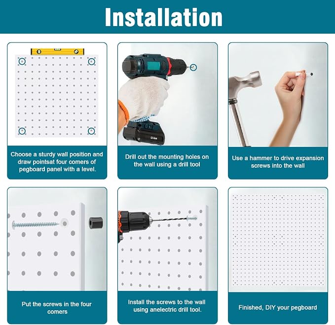 Peg Board Kit, Includes Pegboard and Accessories, - Image 8